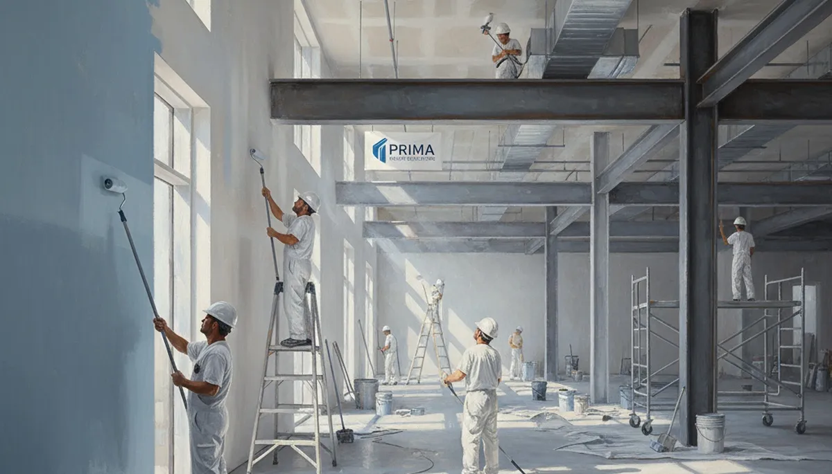 Commercial painting crew coating a Hoboken, NJ business property with durable exterior paint